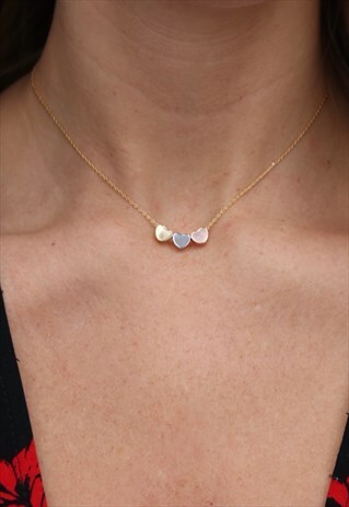 TRIPLE HEART NECKLACE - GOLD, SILVER, ROSE GOLD