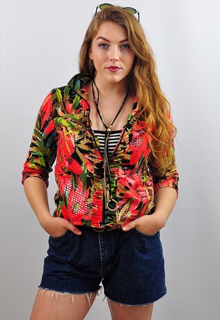 VINTAGE MULTICOLOURED SHINY FESTIVAL BOMBER JACKET