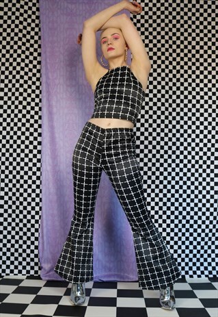 DREAMING NEOPRENE FLARES CO-ORD IN BLACK