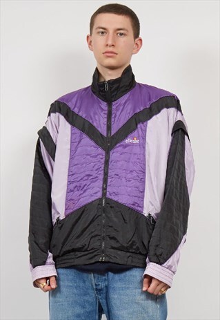 VINTAGE 90'S ELLESSE PURPLE/BLACK SHELL JACKET
