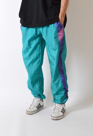 VINTAGE 90S MINT COLOUR BLOCK SHELL PANTS