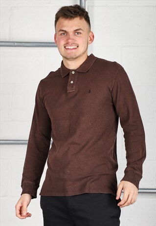 Vintage Polo Ralph Lauren Polo Shirt Brown Long Sleeve XL