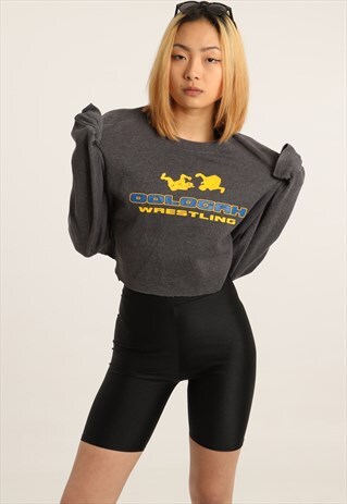 VINTAGE CHAMPION PRINT CROPPED SWEATSHIRT