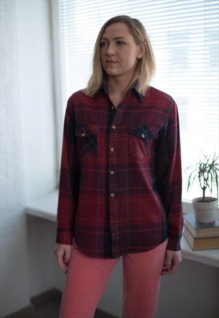 VINTAGE 90'S RED TARTAN WOOL SHIRT