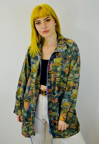 VINTAGE FESTIVAL 80S 90S BOHO PATTERNED WINDBREAKER JACKET