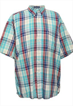 Van Heusen Short Sleeve Checked Shirt - L