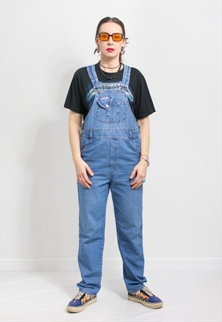 Vintage denim dungarees in blue overalls jumpsuit size M