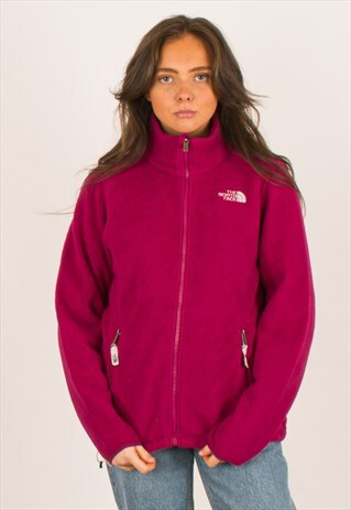 VINTAGE PINK NORTH FACE FULL ZIP FLEECE MEDIUM 8 10