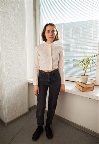 VINTAGE 50'S WHITE/CREAM LACE CROPPED JACKET