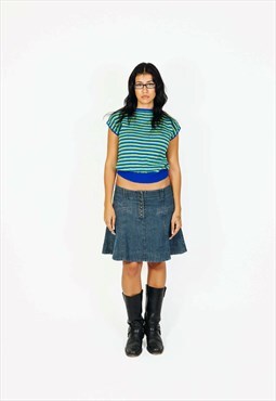 Vintage 00s Ruffled Denim Mini Skirt