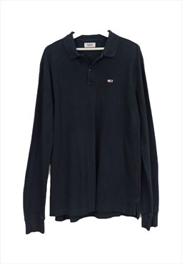 Vintage Tommy Hilfiger Polo Shirt Long Sleeves in Black M