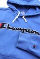 CHAMPION SPELLOUT BLUE HOODIE, HEAVY MATERIAL