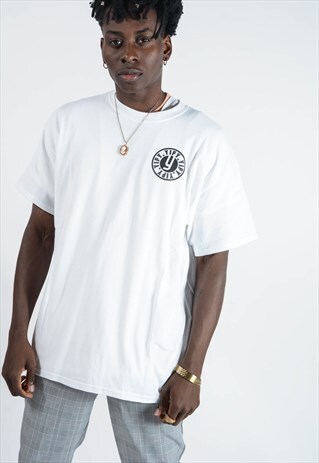UNISEX T-SHIRT IN WHITE WITH STAMP LOGO