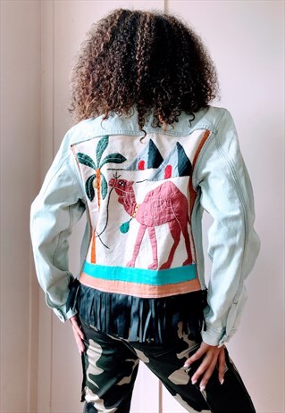 CALVIN KLEIN CAMEL EMBROIDERED DENIM JACKET