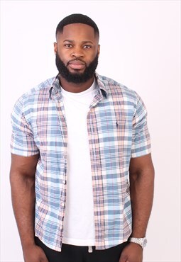 Vintage Blue Check Polo Ralph Lauren Classic Fit Short Sleev