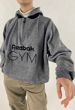 90s Vintage Unisex Reebok Spell Out Slouchy Gym Hoodie