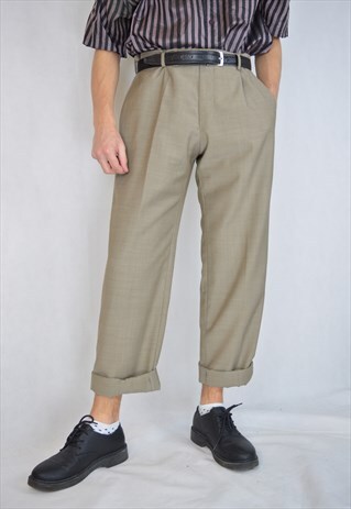 VINTAGE CREAM COLOUR CLASSIC SUIT STRAIGHT TROUSERS