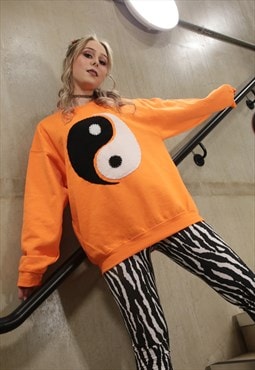 Exclusive Threaded Tribe Neon Orange Ying Yang Sweatshirt