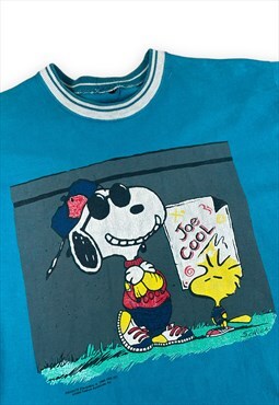 Snoopy Joe Cool Vintage 90s Turquoise T-shirt Single stitch 