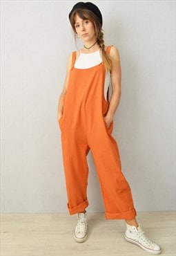 Dungarees Relaxed Fit Long Tangerine Orange