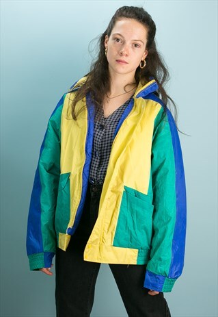 VINTAGE 80'S RODEO MULTICOLOUR RAIN JACKET COAT