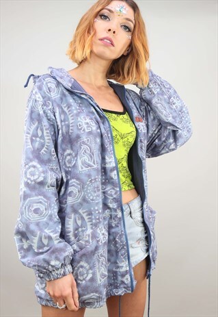 VINTAGE 80S 90S OVERSIZED FESTIVAL WINDBREAKER JACKET HOOD