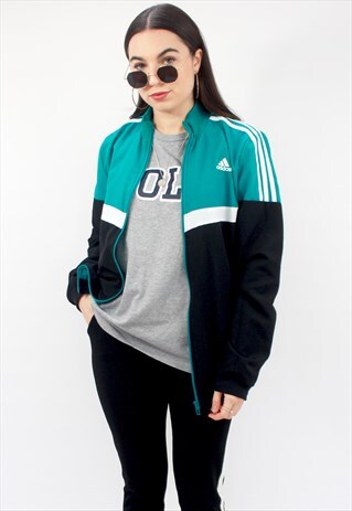 90'S RETRO GREEN & BLACK TRACK JACKET