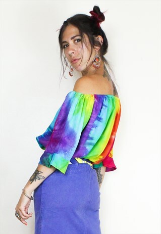FAIRTRADE RAINBOW TIE DYE BARDOT TOP