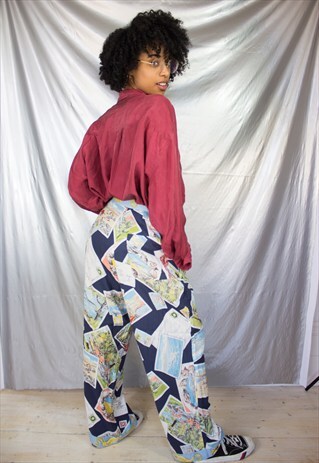 70S LOOSE PRINTED TROUSERS
