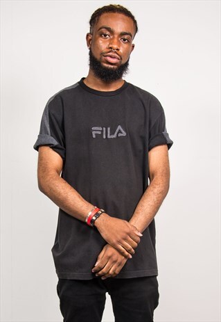 VINTAGE 90'S BLACK & GREY FILA T-SHIRT