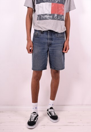 CARLO COLUCCI MENS VINTAGE DENIM SHORTS W33 NAVY BLUE 90S