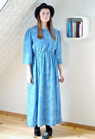 BLUE DENIM LIKE BOHO FESTIVAL MAXI DRESS