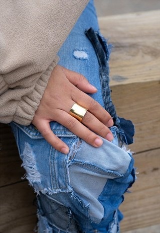 Gold Classic Cuff Ring Adjustable