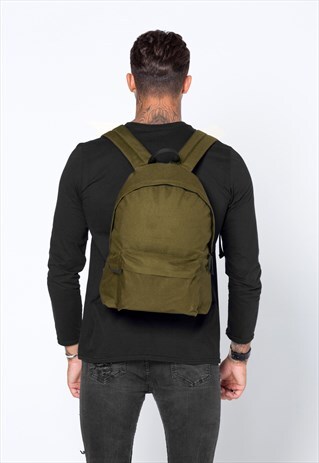 ESSENTIAL RUCKSACK BACKPACK BAG - KHAKI OLIVE GREEN
