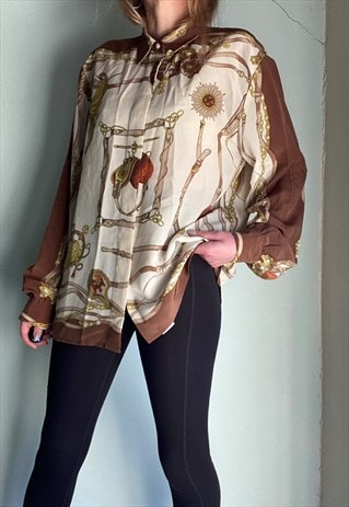 VINTAGE EQUESTRIAN PRINT BLOUSE