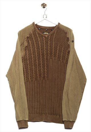 POINT ZERO SWEATER CABLE PATTERN BROWN/GREEN