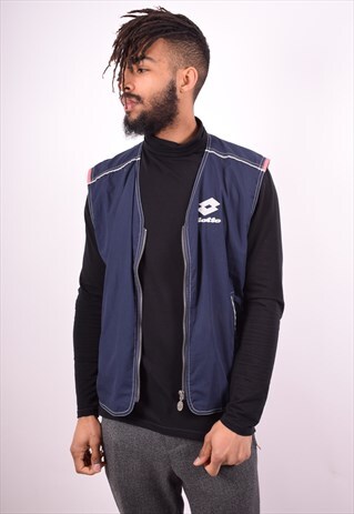 LOTTO MENS VINTAGE GILET LARGE BLUE 90'S