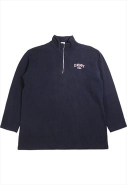 Vintage  DKNY Sweatshirt DKNY Quarter Zip Navy Blue Small