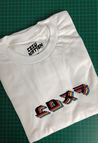 OVERSIZED TSHIRT WHITE WITH EMBROIDERY COZY GRAPHIC