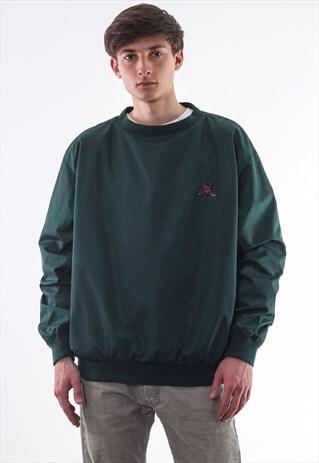 VINTAGE POLO RALPH LAUREN GOLF PULLOVER WINDBREAKER GREEN