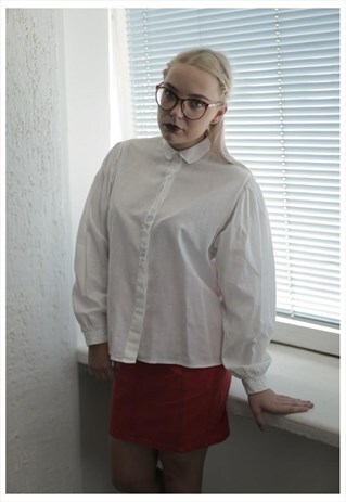 VINTAGE 80'S WHITE LONG SLEEVES LINEN SHIRT