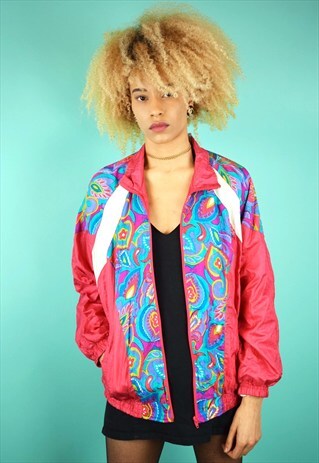 VINTAGE 80'S PRINT WINDBREAKER JACKET