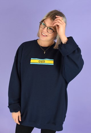 G&G UNISEX NAVY CHUNKY LINO SWEAT