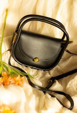 Black Top Handle Rounded Bag