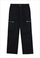 PARACHUTE JOGGERS CARGO POCKET PANTS RAVE TROUSERS IN BLACK