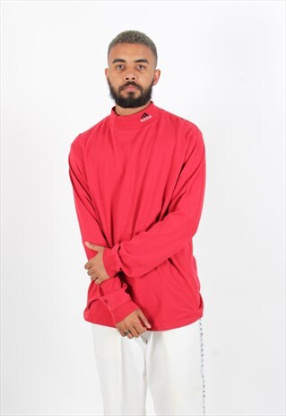 VINTAGE ADIDAS HIGH-NECK TOP RED