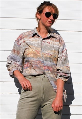 VINTAGE 90S PASTEL PRINT OVERSIZED SHIRT