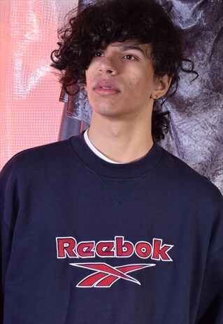 VINTAGE REEBOK NAVY EMBROIDERED SWEATSHIRT