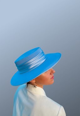 Vintage Blue Satin Occasion Wedding Hat