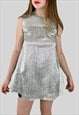 60'S VINTAGE SILVER LUREX SMOCK SLEEVELESS TUNIC BLOUSE